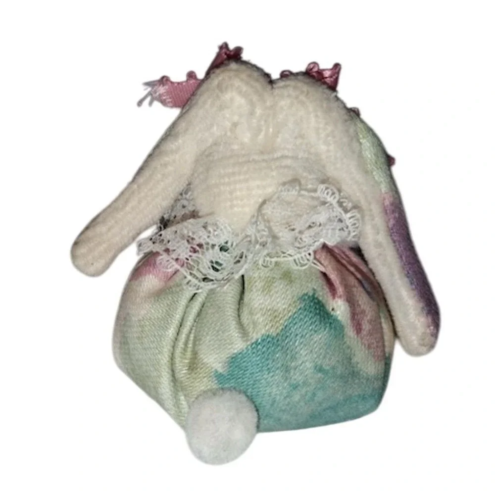 Sheri‎ Nickell 1987 Pink Floral Bunny Rabbit Ornament Vintage Easter Decor